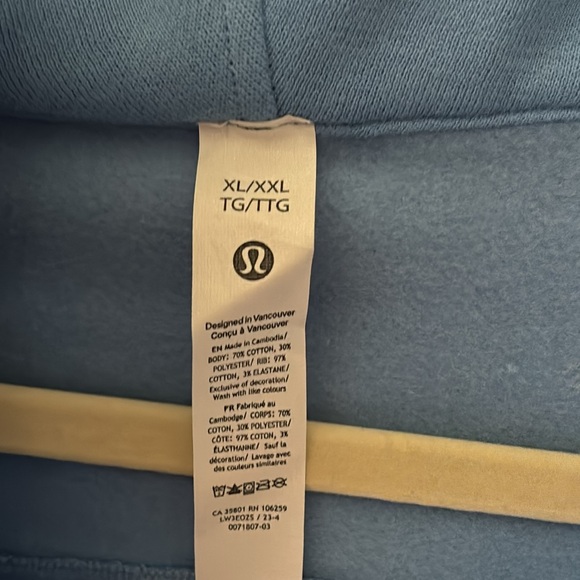 LULULEMON SCUBA OVERSIZED FULL ZIP IN AERO BLUE (AEBL) SZ XL/XXL NWT - Picture 8 of 8